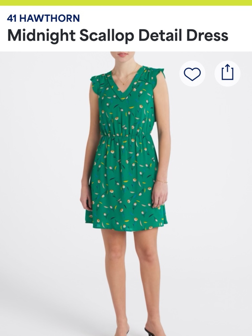 41 Hawthorn Green Scallop V-Neck Dress